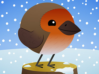 Animal Shapes - Christmas Robin bird character christmas circle illustration robin snow snowing vector winter xmas