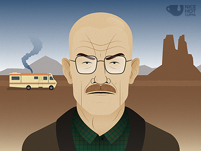 Breaking Bad: Walter White breaking bad illustration heisenberg krystal ship landscape new mexico portrait rv vector