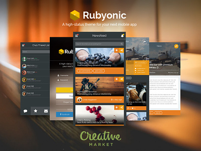 Rubyonic now on sale (Creative Market) android ui ios ios7 mobile app design mobile ui ui pack