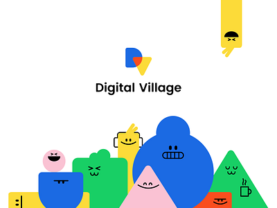 Digital Village - Concept brand branding cartoon character coworking cute doodle fun funny illustration kawaii vector