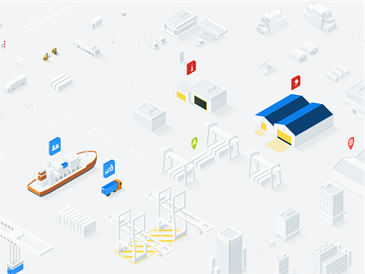 Traxens - Motion Design Elements boat cargo illustration illustrator lineart motion design supply chain truck