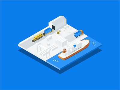 Traxens - Keyframe 1/2 2d boat cargo illustration logistics motion design supply chain