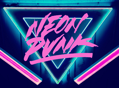 NEON PUNK design digital futuristic illustration lettering neon typography vector