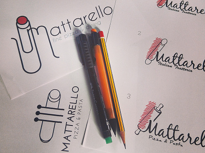 Mattarello design handdrawn italian logo pizza