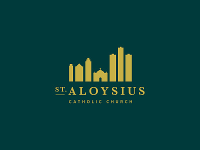 Branding for St. Aloysius aloysius brand branding catholic church detroit gold green logo michigan parish saint serif skyline