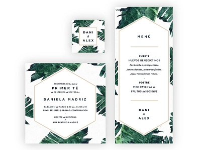 Bridal Shower Stationery banana leafs bridal shower event invitation menu stationery wedding