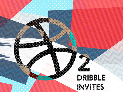 Two Dribbble Invites ball collage dribbble dribbble invite invite texture