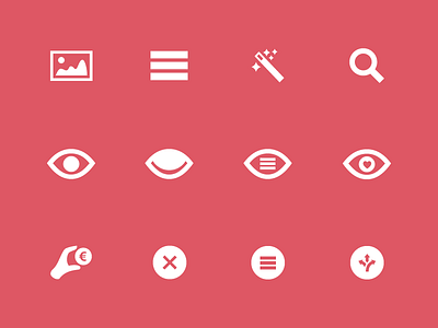 Flat icons set for magazine app adobe fireworks app close donate eye featured flat icon ios magic menu placeholder read search set share