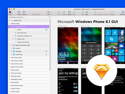 Designing Windows Mobile 8.1 UI KIT in Sketch gui kit microsoft mobile mockup phone sketch sketchapp ui vector