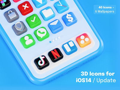 Update of 3D Icons for iOS 14 devices 🤙 3d 3d icon app big sur blender blender 3d design icon icon design icon designs icon set illustration ios ios14 iphone netflix render tiktok ui wallpapers