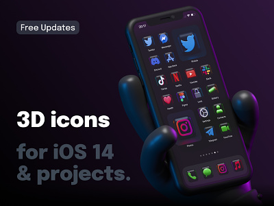3D Dark Icons for iOS 14 and Personal Projects 🖤 3d 3d icons app blender blender 3d dark design icon icons iconset illustration instagram ios ios14 ios14homescreen ios14icons iphone render twitter ui