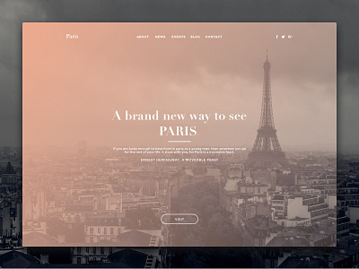 P̸aris for V̸isitors M̸ain S̸creen. design eiffel france landing page paris screen typography ui ux web web site