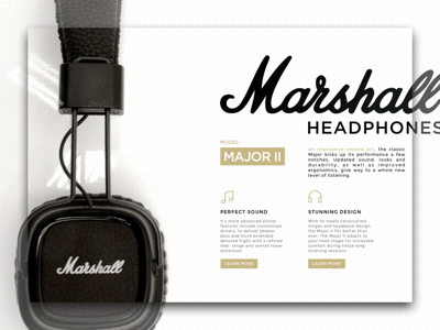 H̸eadphone P̸roduct C̸ards. design headphones marshall music sceen sennheiser sony typography ui ux web web design