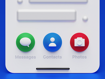 iOS Interface Buttons 3d 3d model 3d modeling blender contact geometic illustration interface ios iphone message mobile mobile ui model photos product design render screen ui ux