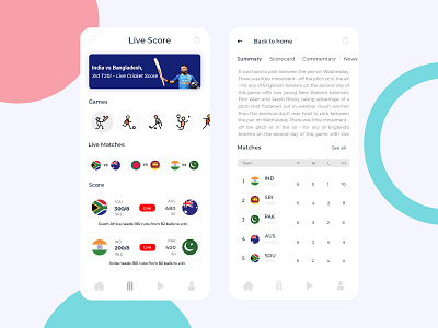 Live Score App android app cricket diagram flat graphic interface ios iphone live liverpool mockup photoshop score sports team ui ux web