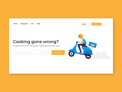 Food Delivery Header Concept adopexd bikes creative delivery service food illustrator landingpage photoshop uiux ux vector webdesign