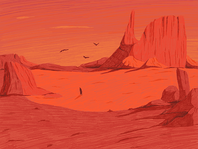 Sand and stone adventures art cover desert drawing dream game illustration mountain planet procreate sand sci fi space wasteland water