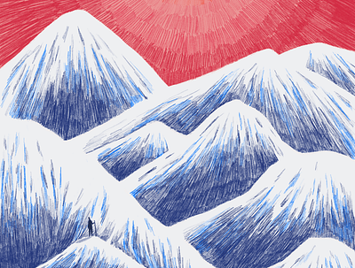 Mountain trip alpinism art color drawing illustration landscape mountain nature planet procreate sci fi