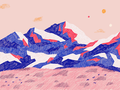 Misty Mountains art color cover design drawing illustration landscape mountain nature procreate sci fi space