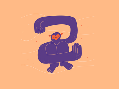 Monkey frame animal art character color design drawing dribbbleweeklywarmup hands icon illustration logo monkey pose procreate