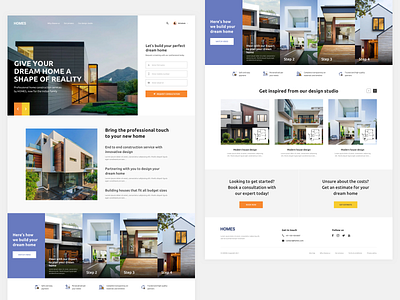 Home Construction flat design interaction design minimal ui design visual design web website design