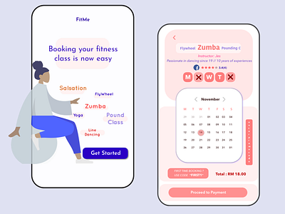 Fitme! Fitness Online Booking System app booking design fitness mobile ui design ux ux design