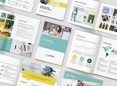 Kreatywnie – Company Profile InDesign Template annual report brochure brochure design brochure layout brochure template company profile company proposal indesign indesign template landscape portfolio portrait square