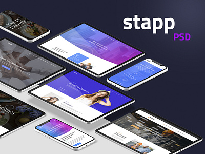 Stapp – Business Landing Page PSD Template agency website landing page one page portfolio psd psd template responsive resume ui ux web template webdesign website website builder website design