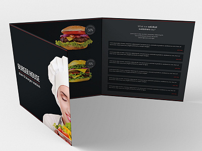 Burger House Brochure Trifold Square borchure burger hamburger print restaurant square tri fold trifold