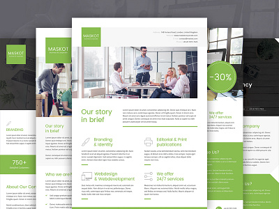 Maskot – Business and Corporate Brochure Flyer Template agency business corporate creative flyer green light maskot poster promotion template white