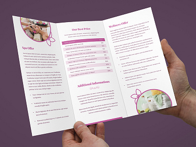 Brochure – Wellness and Spa Tri-Fold bistro brochure corporate cosmetic elegant massage minimal moder restaurant rose spa wellness