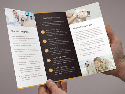 Brochure – Pets Care Tri-Fold Template brochure brochure tri fold business cats company dogs corporate pets care photoshop template print template puppy vet veterinary