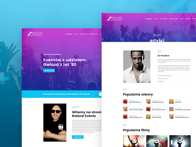 Roland Events Webdesign artist events gallery art gradient music pastel photoshop template portfolio roland events webdesign website wordpress theme