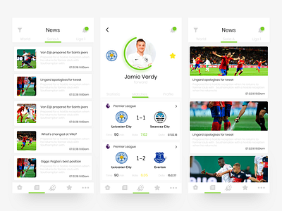 Football app app design flat icon ui ux