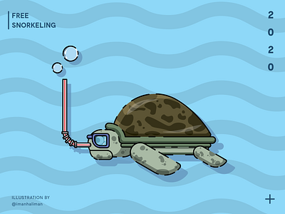 Free Snorkeling animation artwork beach flatdesign gogreen graphicdesign illustration illustrator minimalist motion ocean plastic sea straw tortoise turtle uiux vector web