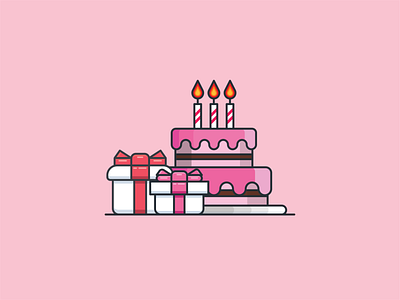 Birthday Cake birthday cake flat flatdesign flatdesigns illustration illustrator minimalist simpledesign simpleillustration ui vector