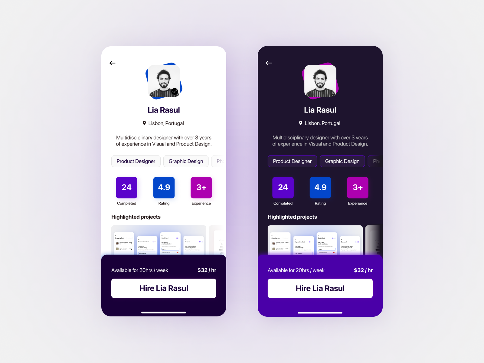 User Profile Mobile App by Vlad Pustianu on Dribbble