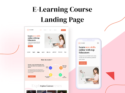 E-learning Course landing page animation design elearning landing user interface ux web design