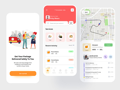 Parcel Delivery App app branding color delivery app design illustration parcel parcel app parcel delivery app ui ui ux ux