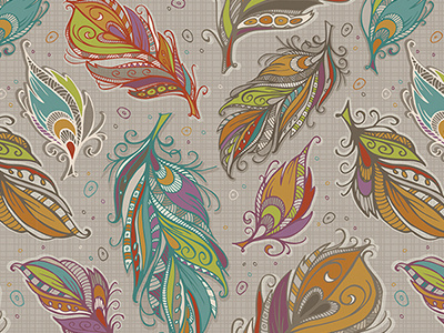 Multicolor Feathers feathers gray orange pattern purple teal vector