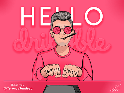 Hello Dribbble!! character debut shot digital digital illustration drawing hello dribbble illustraion