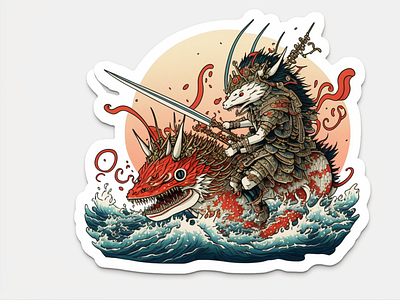 Shrimp samurai rides a shark and fig #3