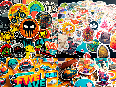 The ultimate sticker collection spanning decades #2 ai draw illustration midjourney stamp