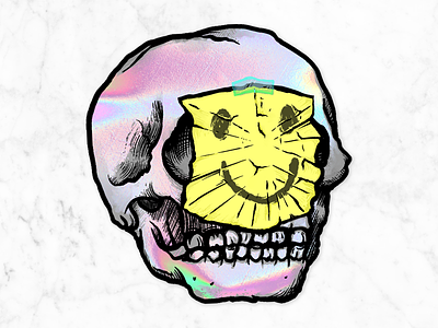 Holo-Skull hand drawn holographic holographic foil illustration skull sticker sticker mule