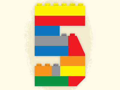 5 5 birthday colorful illustration lego simple typography