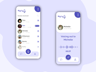 Noisy - A concept design for recording chat adobe illustrator adobe xd app appdesign branding chatapp design illustration illustrator social app ui ux vector