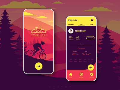 Cycle-On - Cycling App concept adobe illustrator adobexd app branding cycling cycling app design flat illustration illustrator minimal ui ui ux ux ux design vector web