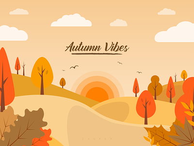 Autumn vibes - #dribbbleweeklywarmup abstract adobe illustrator art artwork autumn design flat illustration illustrator logo minimal nature season trees vector weekly weeklywarmup