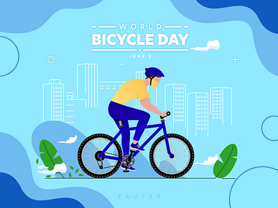 World Bicycle day - June 3 adobe illustrator bicycle bicycling bicyclist design design inspiration flat health illustration illustrator minimal vector world bicycle day