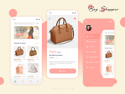Bag Shopper - App Concept bags branding design illustration lady mobile application pastel shades shopping ui user experience ux